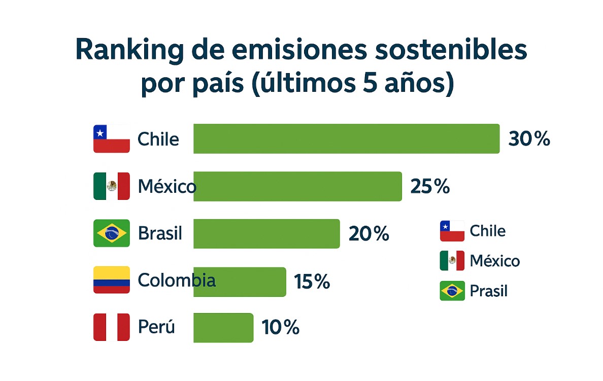 Ranking de emisiones sostenibles por país (últimos 5 años)