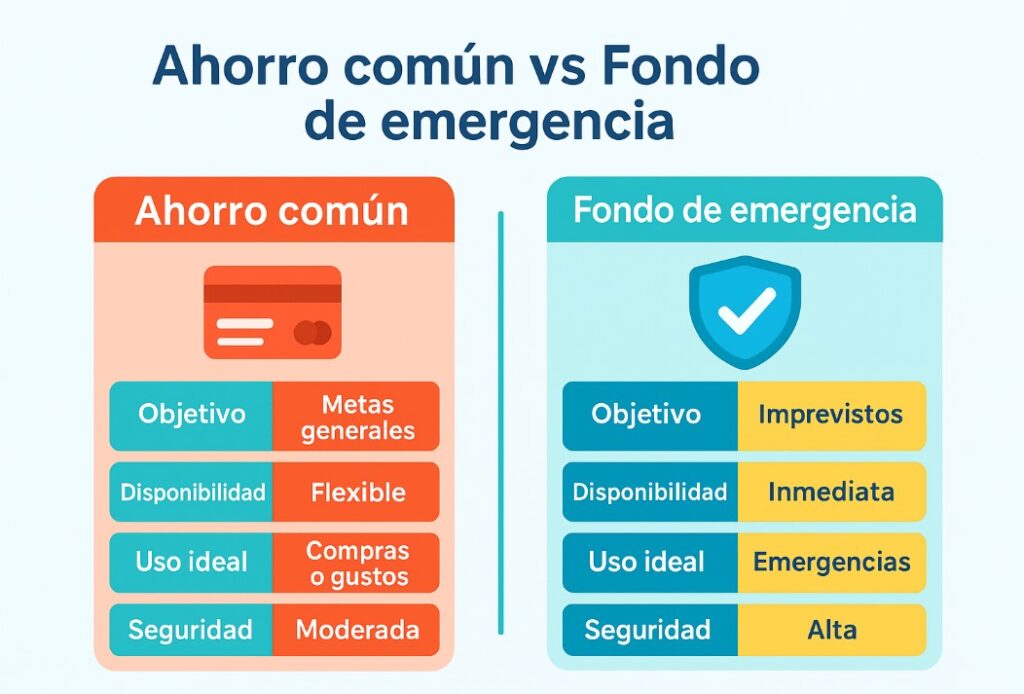 ahorro comun vs ahorro de emergencias